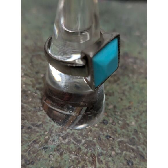 Vintage Statement Ring – Turquoise-Style Stone – Size 6 – Ornate Costume Jewelry - Picture 2 of 3